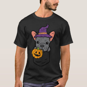 Camiseta Poc Bulldogue Francês Bruxa Abóbora Halloween