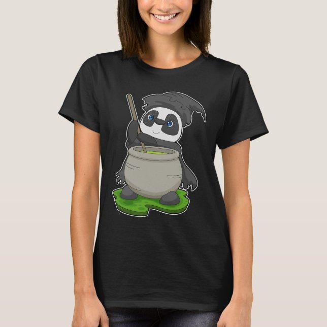 Camiseta Poção mágica de bruxas de Panda Halloween (Frente)