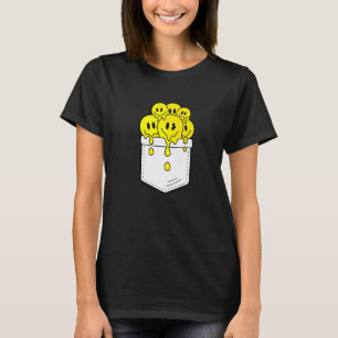 Camiseta Pocket Amarelo Sorri Roda Derretendo Gráfico de Fe
