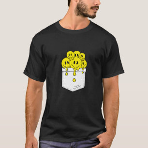 Camiseta Pocket Amarelo Sorri Roda Derretendo Gráfico de Fe