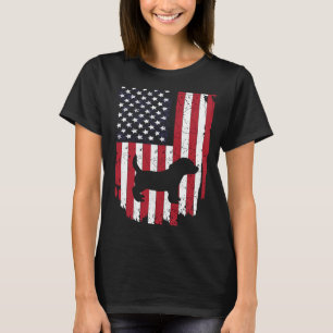 Camiseta Pocket Beagle Dog Silhouette US 4 de julho EUA Fl