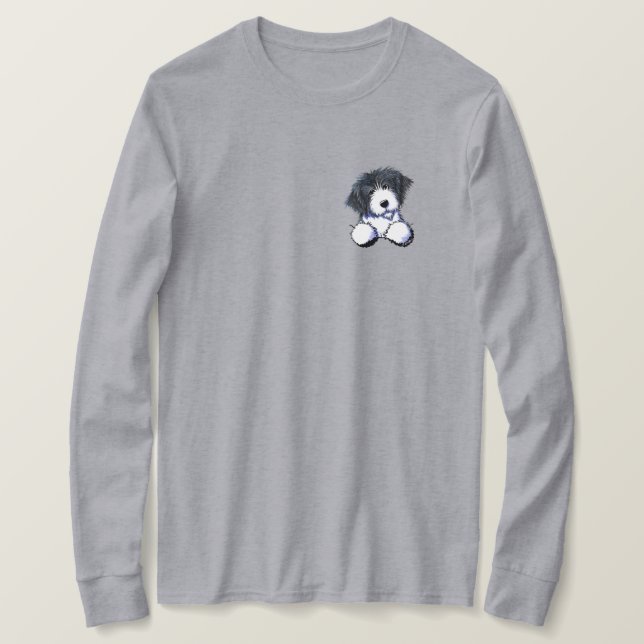 Camiseta Pocket Bearded Collie (Frente do Design)