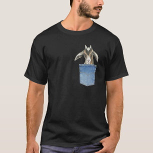Camiseta Pocket Bebê Caprino Animais Homens Caprinos