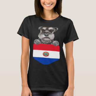 Camiseta Pocket - Canino Da Miniatura Da Bandeira Do Paragu