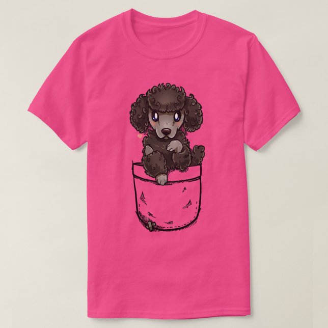 Camiseta Pocket Cute Poodle Puppy Cão (Frente do Design)