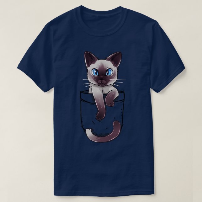 Camiseta Pocket Cute Siamese Cat Kitten  (Frente do Design)
