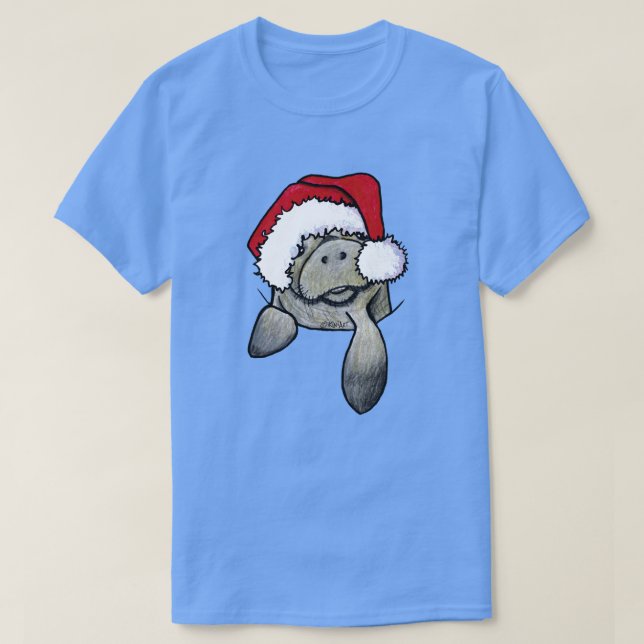 Camiseta Pocket de Natal Manatee KiniArt (Frente do Design)