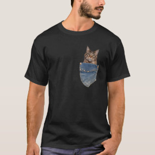 Camiseta Pocket Kitten Kitten Cute Maine Coon Cat Pock