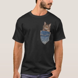Camiseta Pocket Kitten Kitten Cute Maine Coon Cat Pock