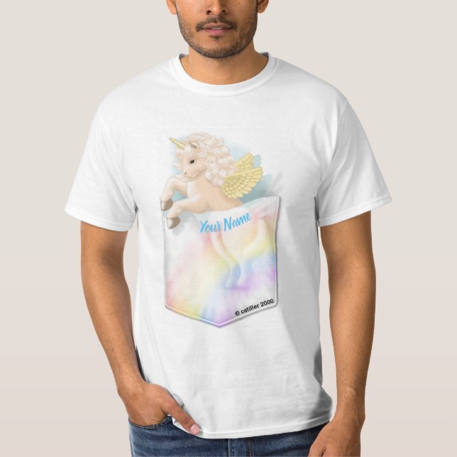 Camiseta Pocket Rainbow Unicorn (Frente)