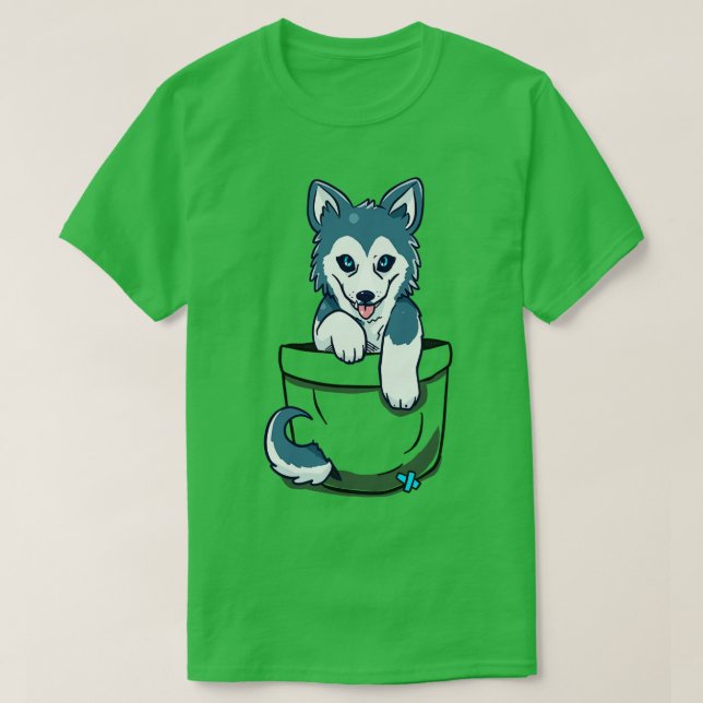 Camiseta Pocket Siberian Husky (Frente do Design)