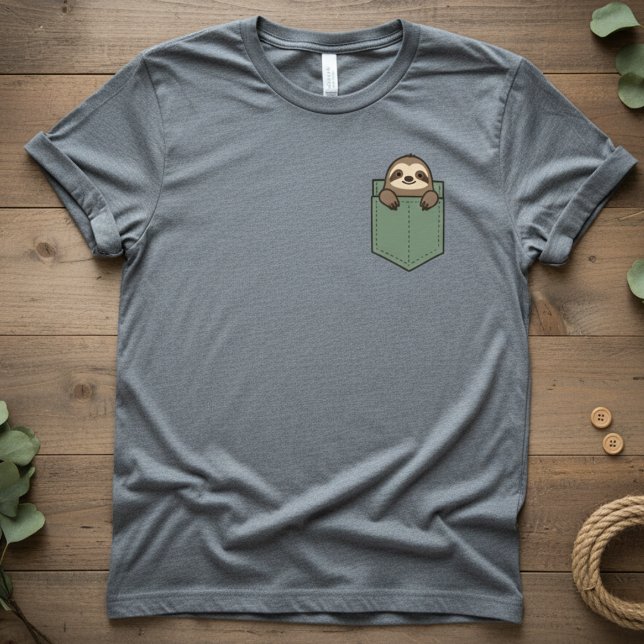 Camiseta Pocket Sloth — Cute Pocket TDesign, Minimal Sloth (Criador carregado)