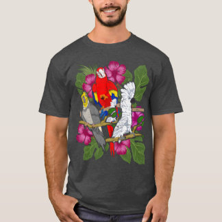 Camiseta Poço-de-presente de pássaro da flor da Cockatoel