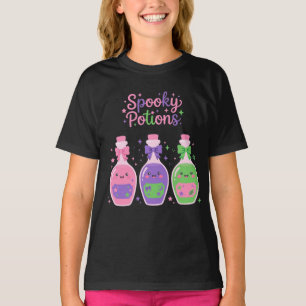 Camiseta Poções Assustadoras Garrafas Kawaii Fofas Arco Est