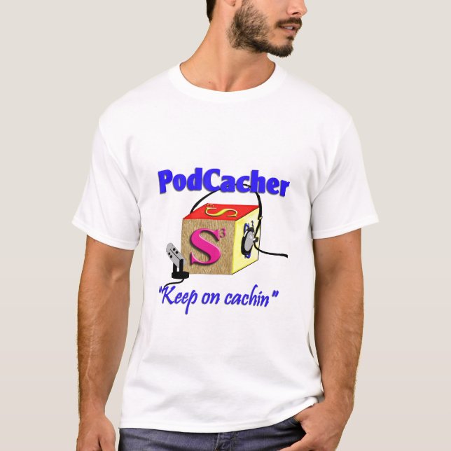 Camiseta PodCacher com do URL parte traseira sobre (Frente)