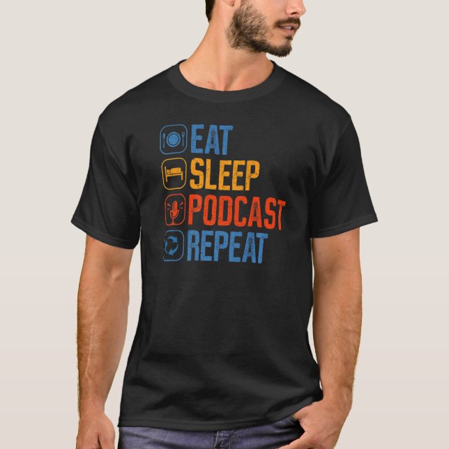 Camiseta Podcast coma o sono repetidamente pod do difusor P (Frente)