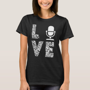Camiseta Podcast de amor de microfone do Podcast Leopardo