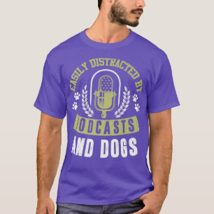 Camiseta Podcast Engraçado Cachorro Povoado Ouvindo Premiu