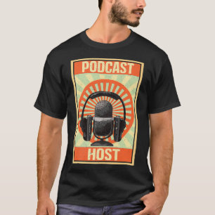 Camiseta Podcast Host Vintage - Letra de Banner Podcasting