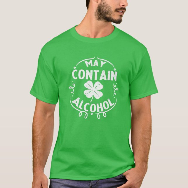 Camiseta Pode Conter Presente De Bebendo De Álcool (Frente)