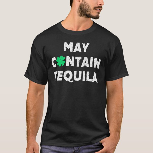 Camiseta Pode Conter Tequila  Amante de Uísque Irlandês Beb (Frente)