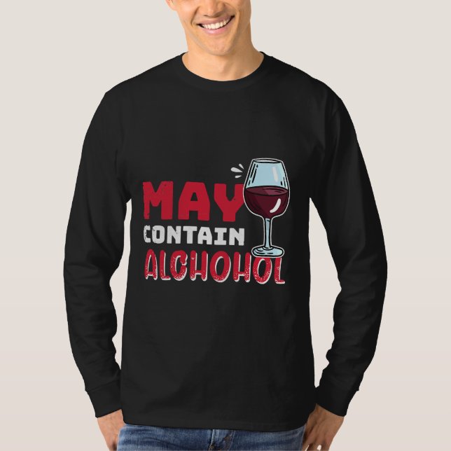 Camiseta Pode Conter Vinho Bebês De Álcool 28 (Frente)