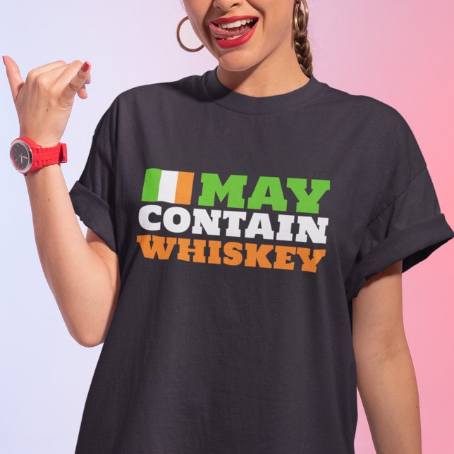 Camiseta Pode Conter Whiskey | Engraçado Humor Bebendo irla (Criador carregado)