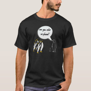 Camiseta Pode nos colorir, por favor, Pinguim Bonito com Di