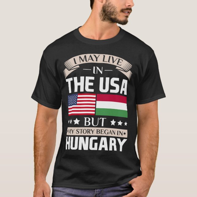 Camiseta Pode viver na história dos EUA começou na bandeira (Frente)