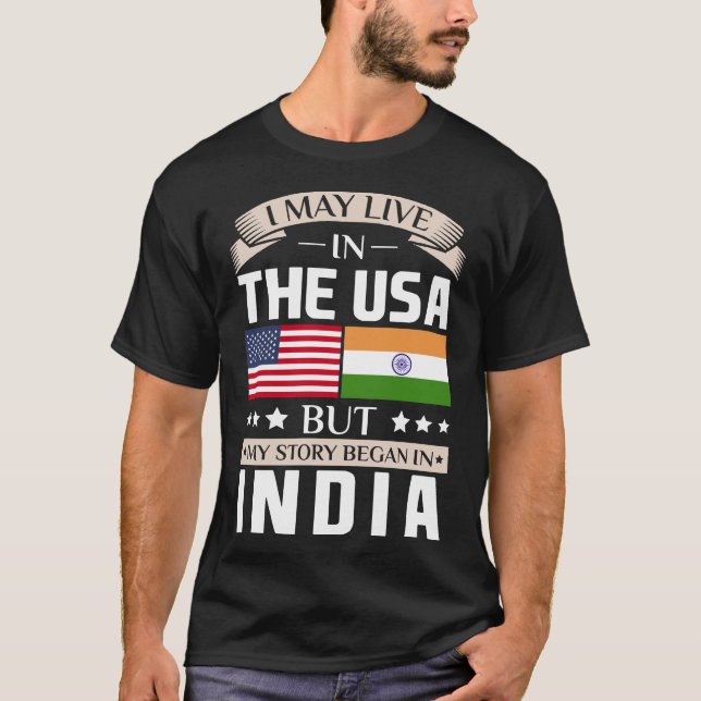 Camiseta Pode viver na história dos EUA começou no t-shirt (Frente)