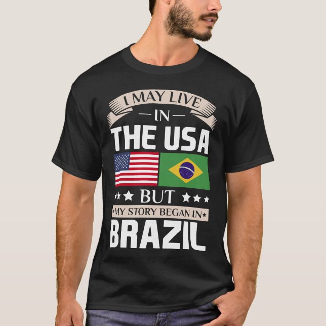 Camiseta Pode viver na história dos EUA começou no t-shirt (Frente)