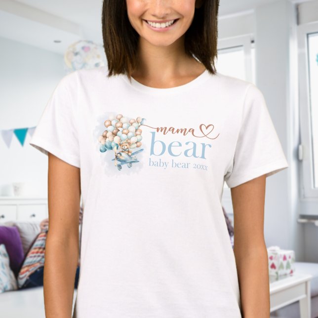 Camiseta Podemos Esperar! Mamãe e Bebê Urso (We Can Bearly Wait Mama Bear T Shirt, Baby Shower)