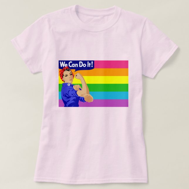 CAMISETA PODEMOS FAZÊ-LO! ROSIE O RIVETOR E O ORGULHO GAY (Frente do Design)