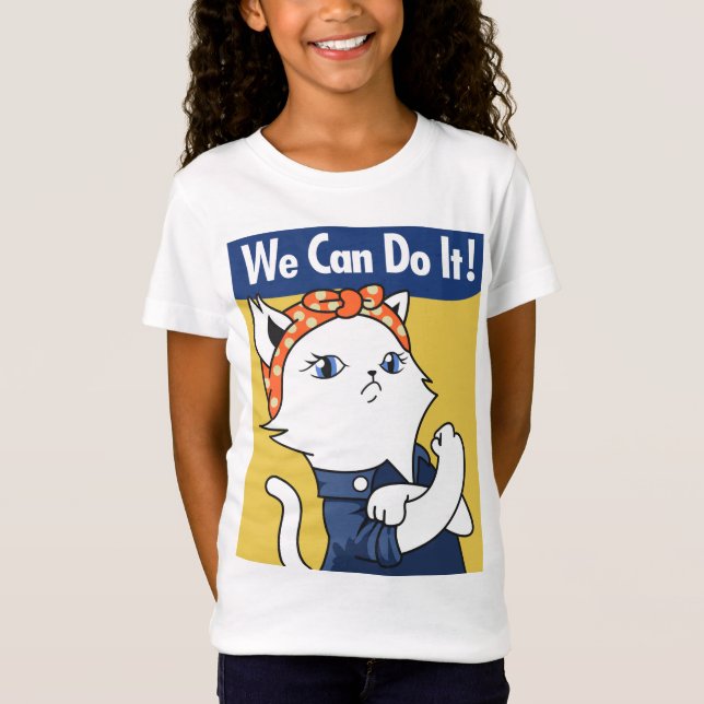 Camiseta Podemos Fazer Isso! Gato Branco Rosie, o Ribeira (Frente)