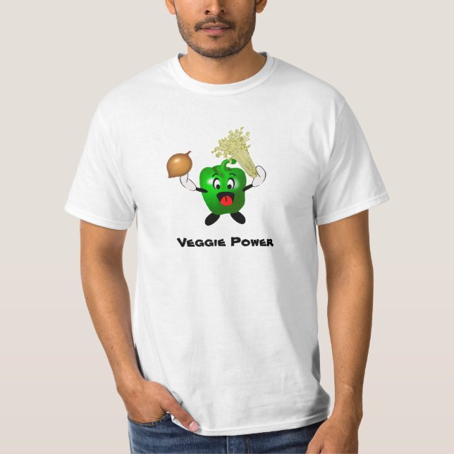 Camiseta Poder bonito do vegetariano dos desenhos animados (Frente)