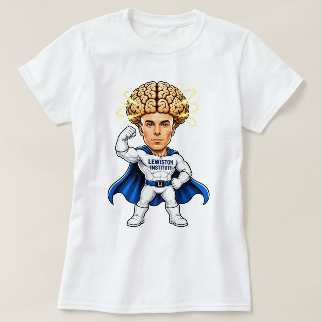 Camiseta Poder Cerebral de Super-Herói (Frente do Design)