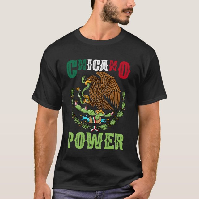 Camiseta Poder Chicano Dia da Independência do México Bande (Frente)