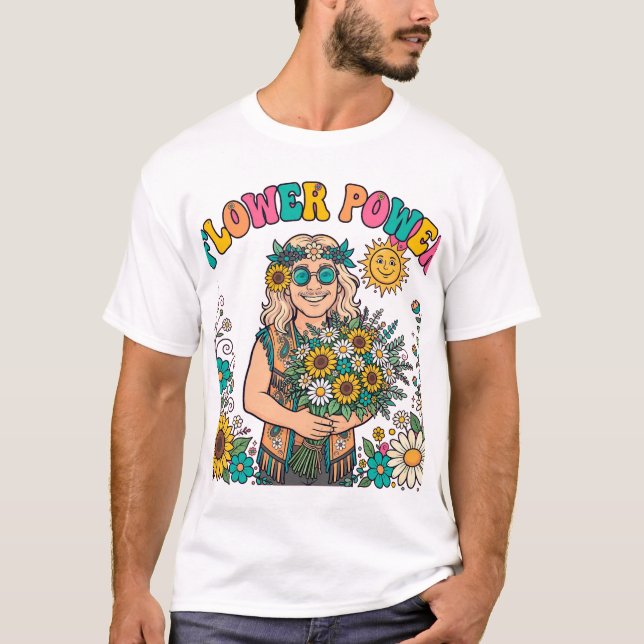 Camiseta Poder das Flores Hippie (Frente)