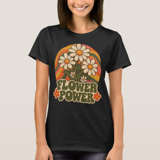 Camiseta Poder das Flores Vintage dos Anos 70 Gráfico Retro