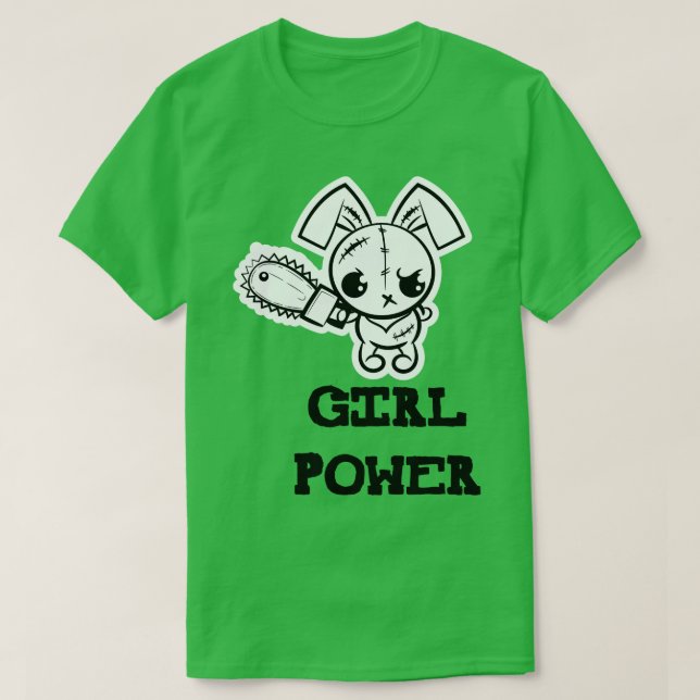 Camiseta Poder Feminino Fofo desenho animado Voo Bunny (Frente do Design)