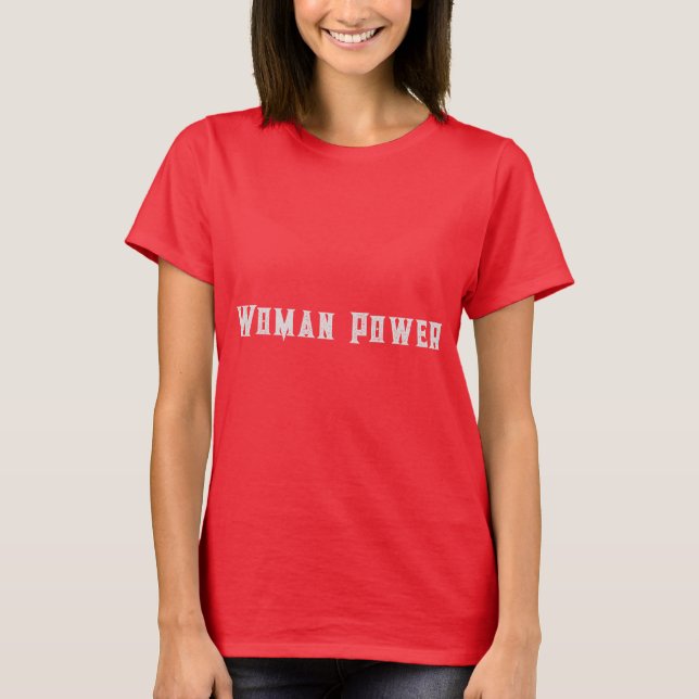Camiseta Poder Feminino Texto Mulheres Garota Cor Vermelha  (Frente)