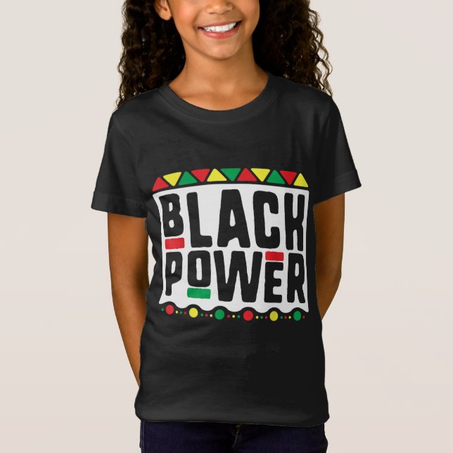 Camiseta Poder Negro para Homens Crianças História Mês Afri (Frente)