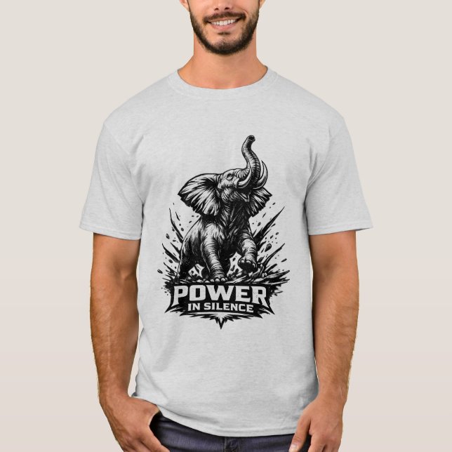 Camiseta PODER NO SILÊNCIO" Elefante Ousadia Força e Sabedo (Frente)