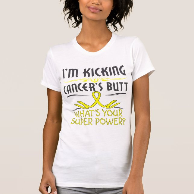 Camiseta Poder super de retrocesso do bumbum do cancer do (Frente)