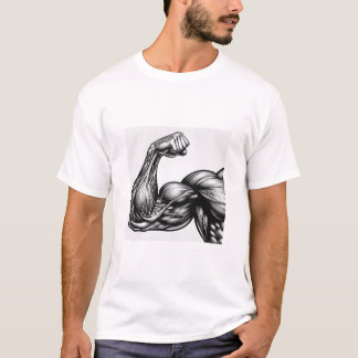 Camiseta Poderosa Anatomia Flexível do Bíceps Masculino Fis