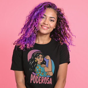 Camiseta Poderosa Mão Desenhada Mulher Latina Espanhola