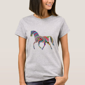 Camiseta Poderosas cores do arco-íris do cavalo Coloração e