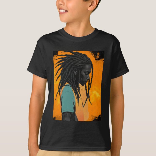 Camiseta Poderoso Abstrato do Homem Negro Orgulhoso (Frente)