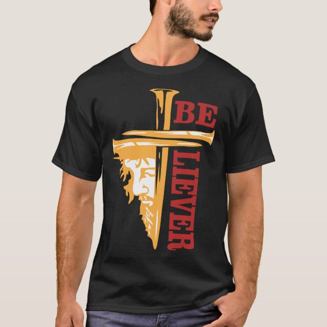 Camiseta Poderoso Design de Unha de Cruz Cristã – Jesus (Frente)