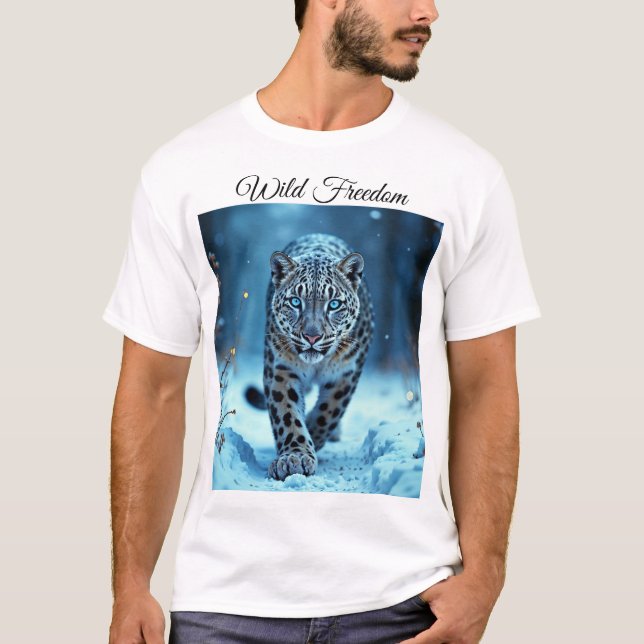 Camiseta Poderoso predador, neve, beleza fria (Frente)